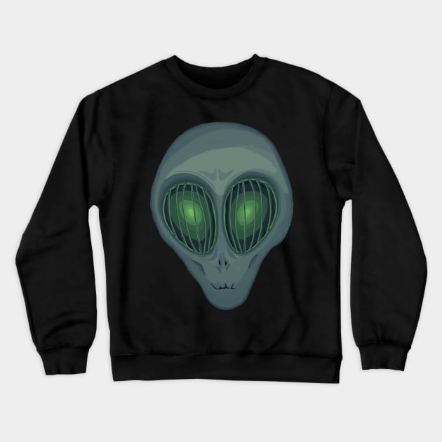 Alien head Green Big Eyes Crewneck Sweatshirt by BOB